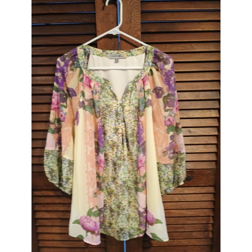 Fig and Flower Anthropologie Womens Large Pastel Blouse Button Down Spring 1X